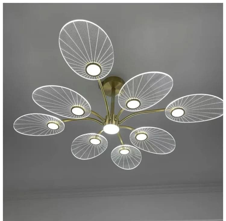 Lustre Blanc Doré | Aira - Designix Lustre Or 10 Feuilles