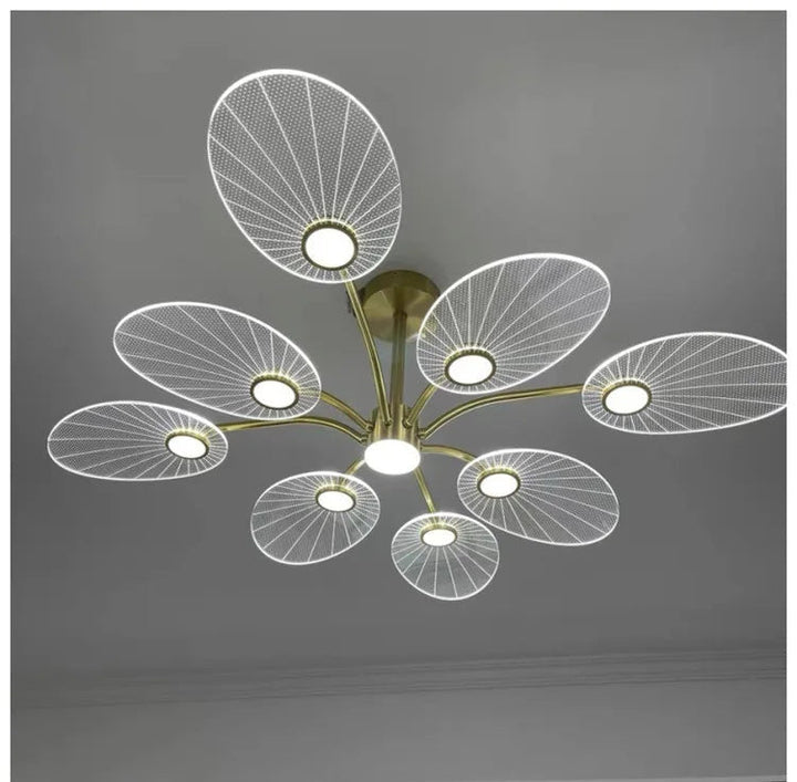 Lustre Blanc Doré | Aira - Designix Lustre Or 10 Feuilles