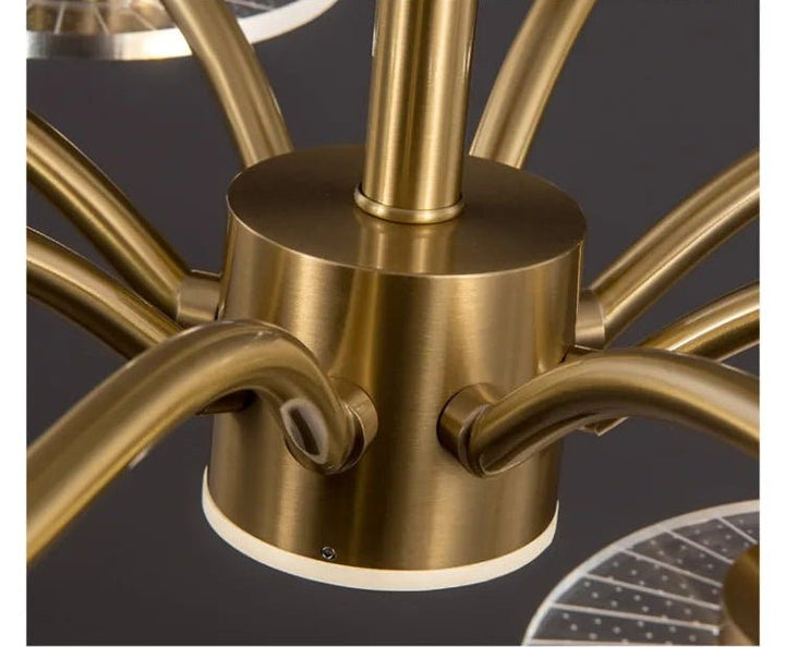 Lustre Blanc Doré | Aira - Designix Lustre Or 10 Feuilles