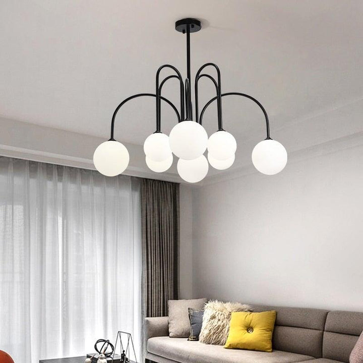 Lustre Boule Doré | Éclat Lévitant - Designix Lustre Noir | 6 Lumières