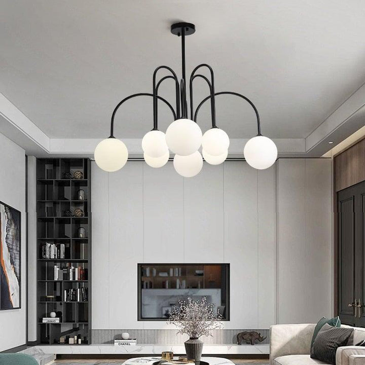 Lustre Boule Doré | Éclat Lévitant - Designix Lustre Noir | 6 Lumières