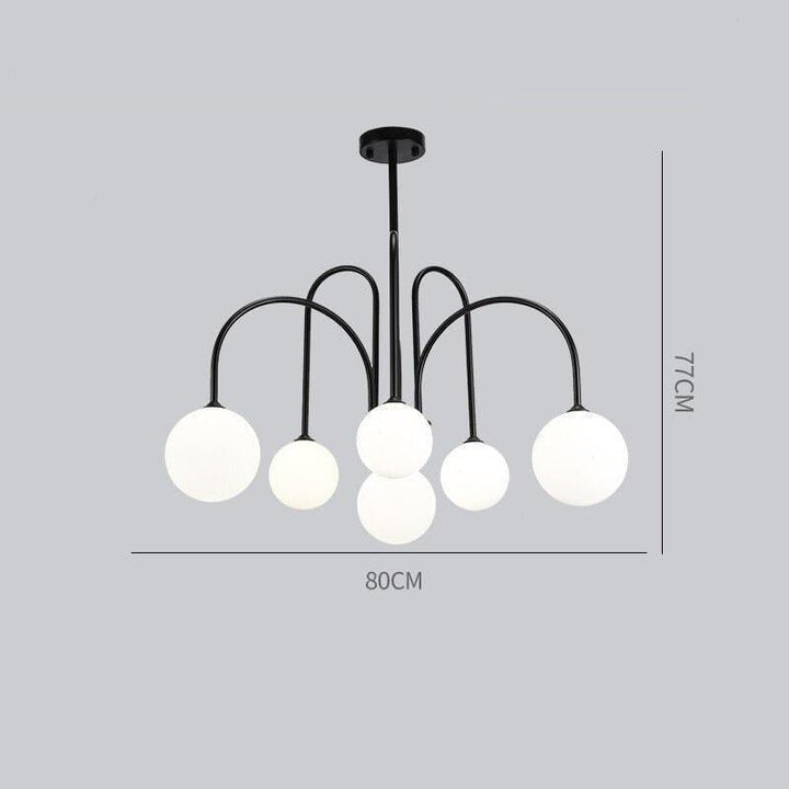 Lustre Boule Doré | Éclat Lévitant - Designix Lustre Noir | 6 Lumières