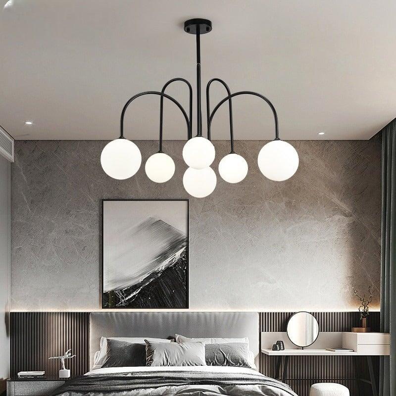 Lustre Boule Doré | Éclat Lévitant - Designix Lustre Noir | 6 Lumières