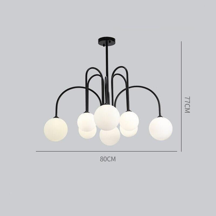 Lustre Boule Doré | Éclat Lévitant - Designix Lustre Noir | 8 Lumières