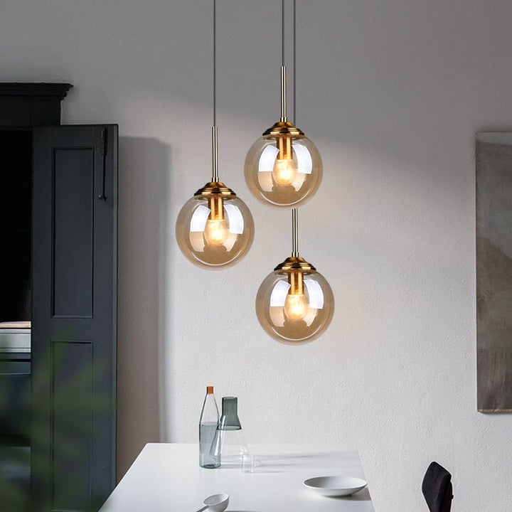 Lustre Boule Verre | Bely - Designix Lustre Or Clair