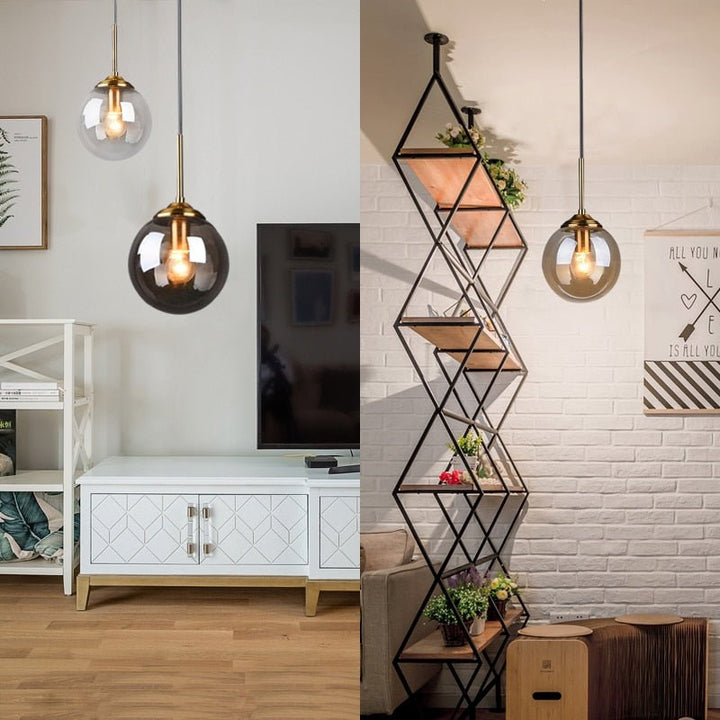 Lustre Boule Verre | Bely - Designix Lustre Or Fumé
