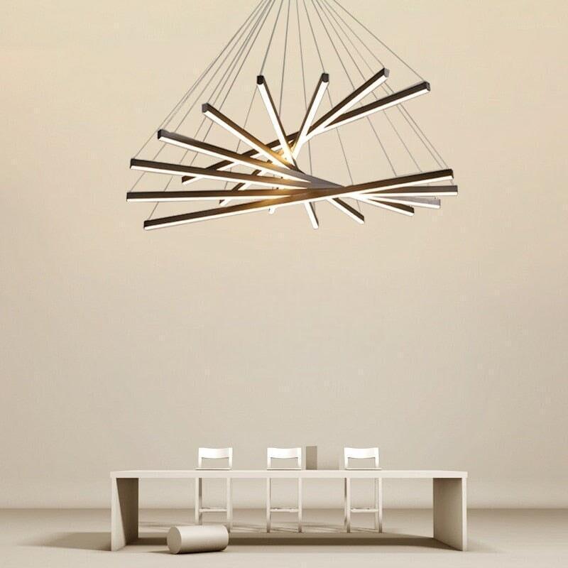 Lustre Chic et Moderne | Lueur Fluxion - Designix Lustre 3 Branches Blanc Chaud