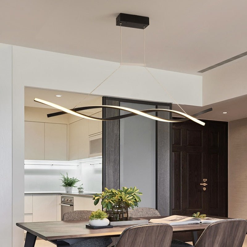 Lustre Chrome Spirale | Gira - Designix Lustre Noir 120 cm