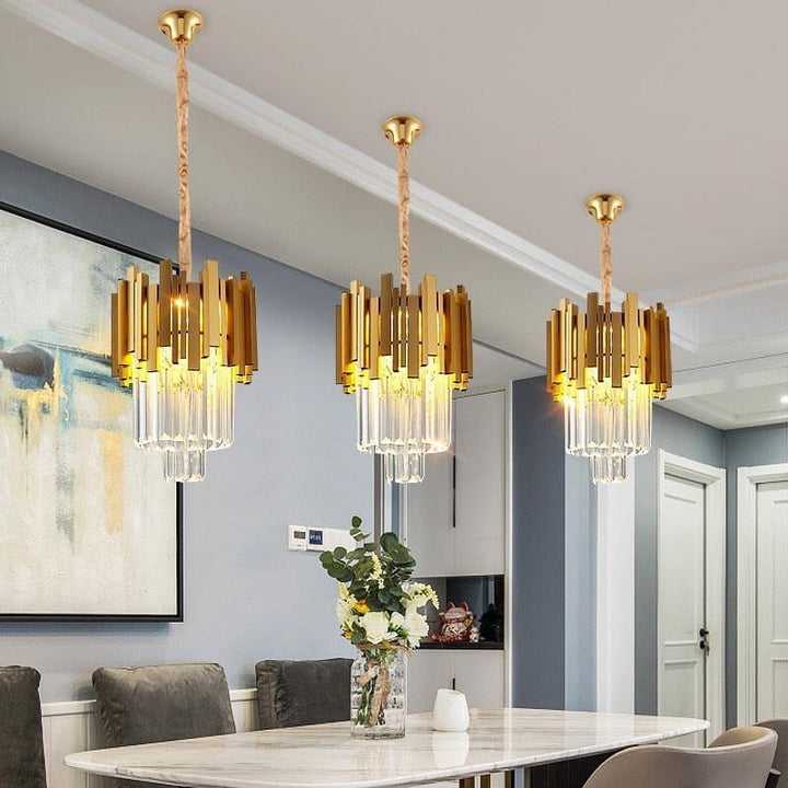 Lustre Cristal Moderne | Éclat Prismique - Designix Lustre 30 x 25 cm Blanc Froid