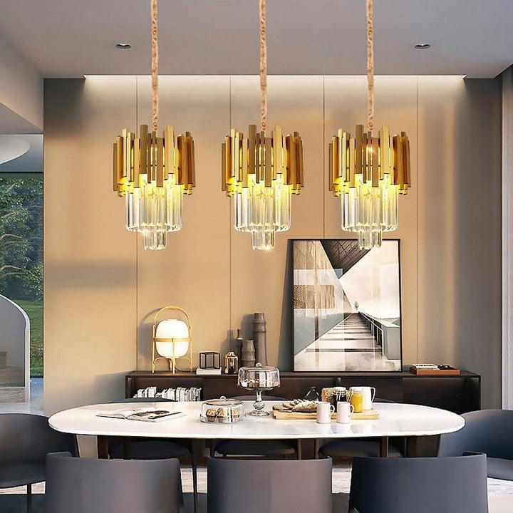 Lustre Cristal Moderne | Éclat Prismique - Designix Lustre 30 x 25 cm Blanc Froid