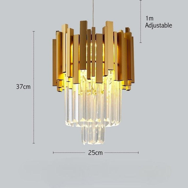 Lustre Cristal Moderne | Éclat Prismique - Designix Lustre 37 x 25 cm Blanc Froid