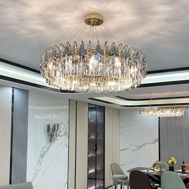 Lustre Cristal Moderne | Élégance Astrale - Designix Lustre Diamètre 50cm | 5 Ampoules Blanc Chaud