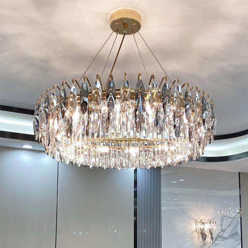 Lustre Cristal Moderne | Élégance Astrale - Designix Lustre Diamètre 50cm | 5 Ampoules Blanc Chaud