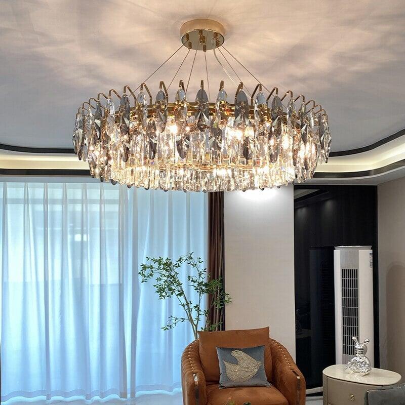 Lustre Cristal Moderne | Élégance Astrale - Designix Lustre Diamètre 50cm | 5 Ampoules Blanc Chaud