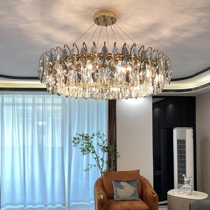 Lustre Cristal Moderne | Élégance Astrale - Designix Lustre Diamètre 50cm | 5 Ampoules Blanc Chaud