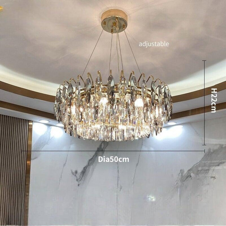 Lustre Cristal Moderne | Élégance Astrale - Designix Lustre Diamètre 50cm | 5 Ampoules Blanc Chaud