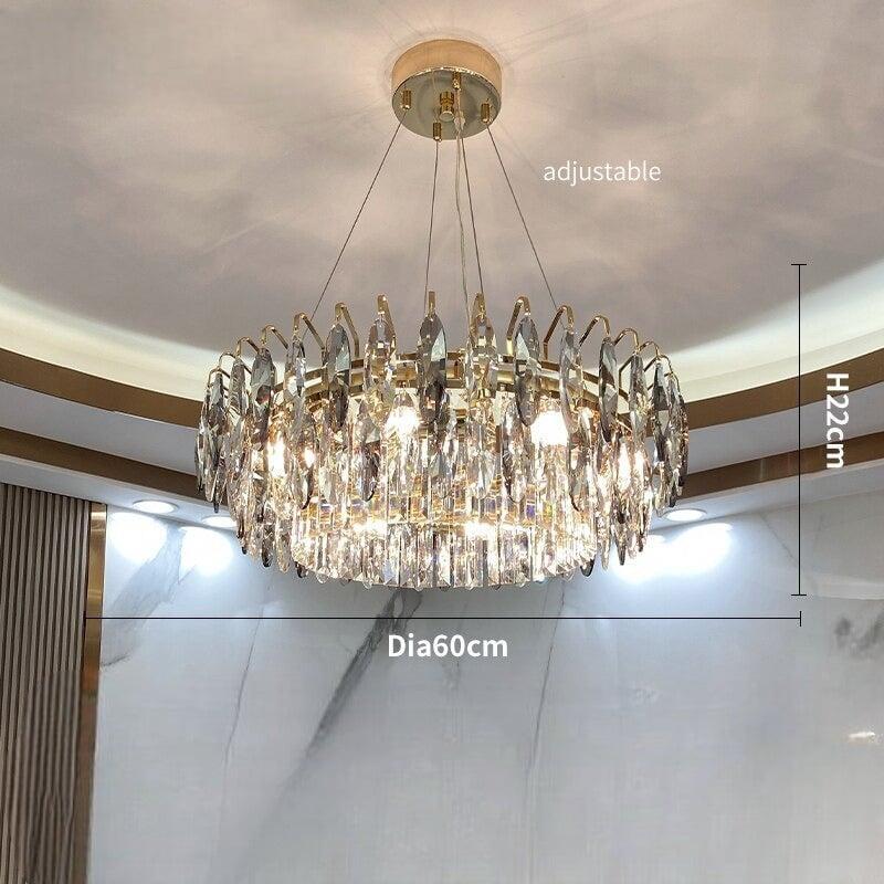 Lustre Cristal Moderne | Élégance Astrale - Designix Lustre Diamètre 60cm | 6 Ampoules Blanc Chaud