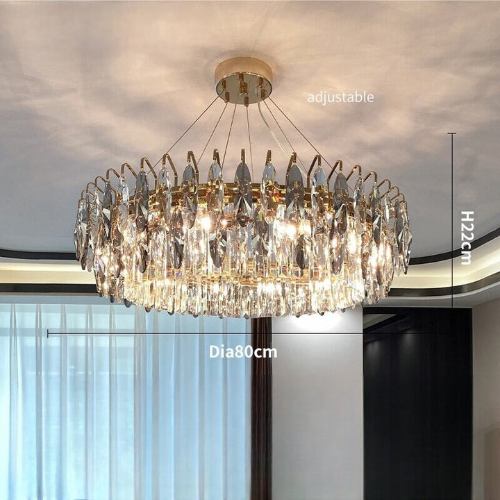 Lustre Cristal Moderne | Élégance Astrale | Designix - Lustre Diamètre 80cm | 10 Ampoules Blanc Chaud  - https://designix.fr/