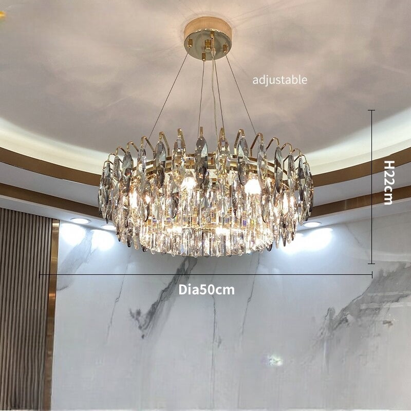 Lustre Cristal Moderne | Élégance Astrale | Designix - Lustre Diamètre 50cm | 5 Ampoules Blanc Chaud  - https://designix.fr/