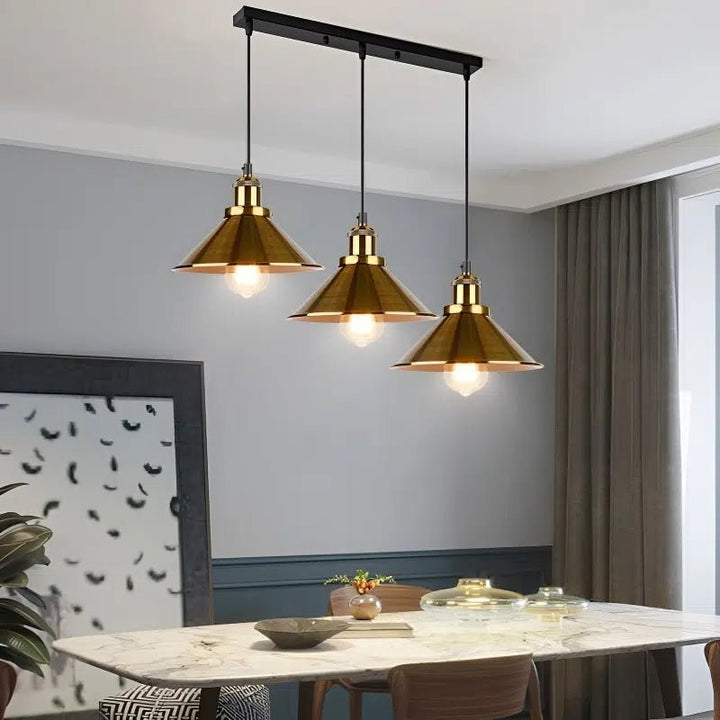 Lustre Cuisine Vintage Rétro Noir & Doré - Suspension Industrielle Design - Designix Lustre Blanc Chaud