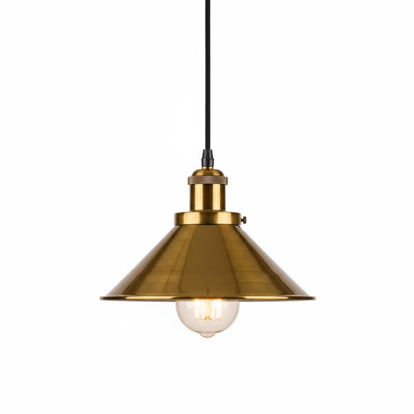 Lustre Cuisine Vintage Rétro Noir & Doré - Suspension Industrielle Design