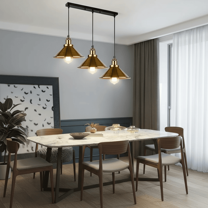 Lustre Cuisine Vintage Rétro Noir & Doré - Suspension Industrielle Design - Designix Lustre Blanc Chaud