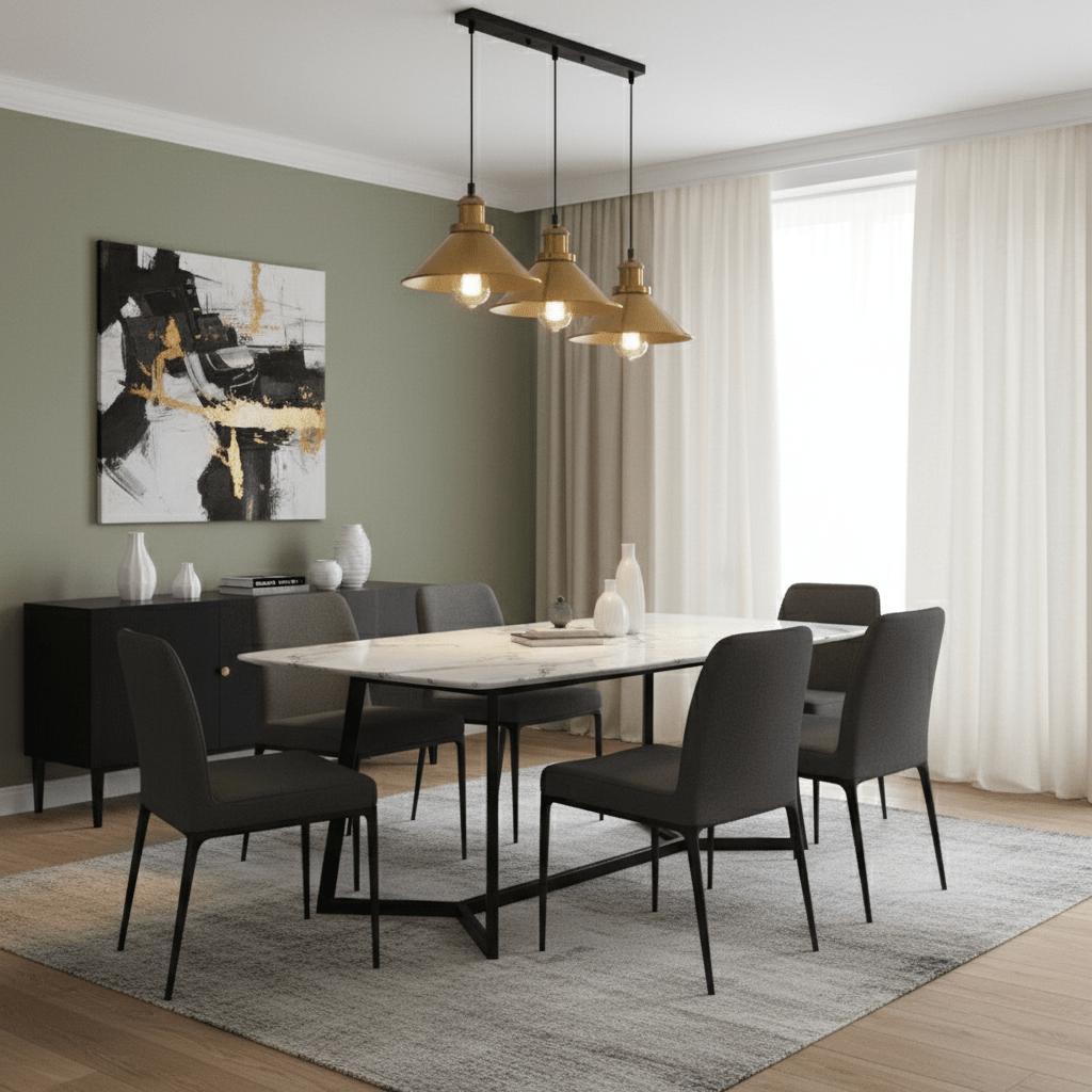 Lustre Cuisine Vintage Rétro Noir & Doré - Suspension Industrielle Design - Designix Lustre Blanc Chaud