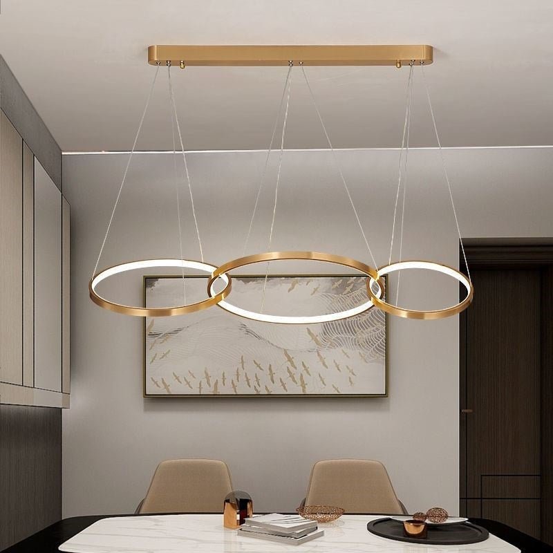 Lustre Design Italien | Kilo - Designix Lustre Or 3 Anneaux