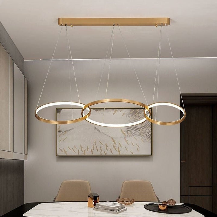 Lustre Design Italien | Kilo - Designix Lustre Or 3 Anneaux
