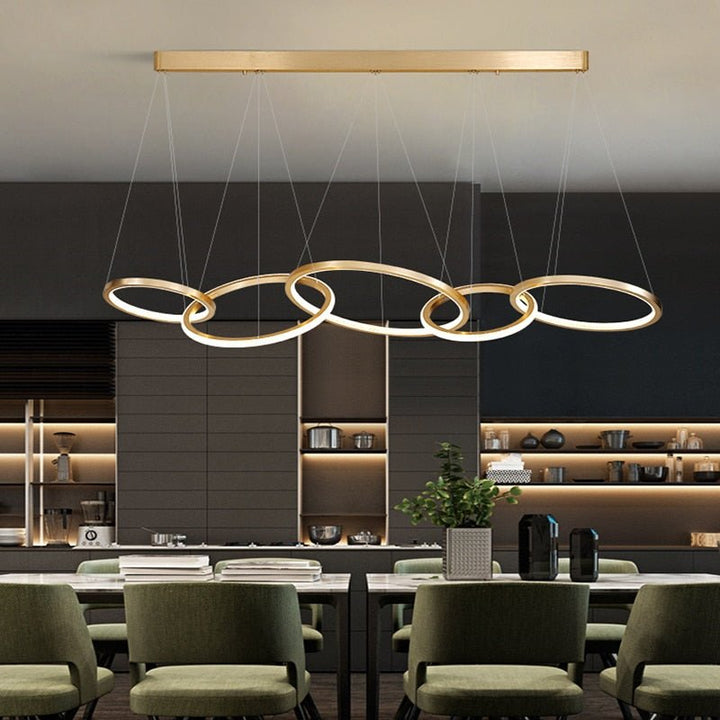 Lustre Design Italien | Kilo - Designix Lustre Or 5 Anneaux