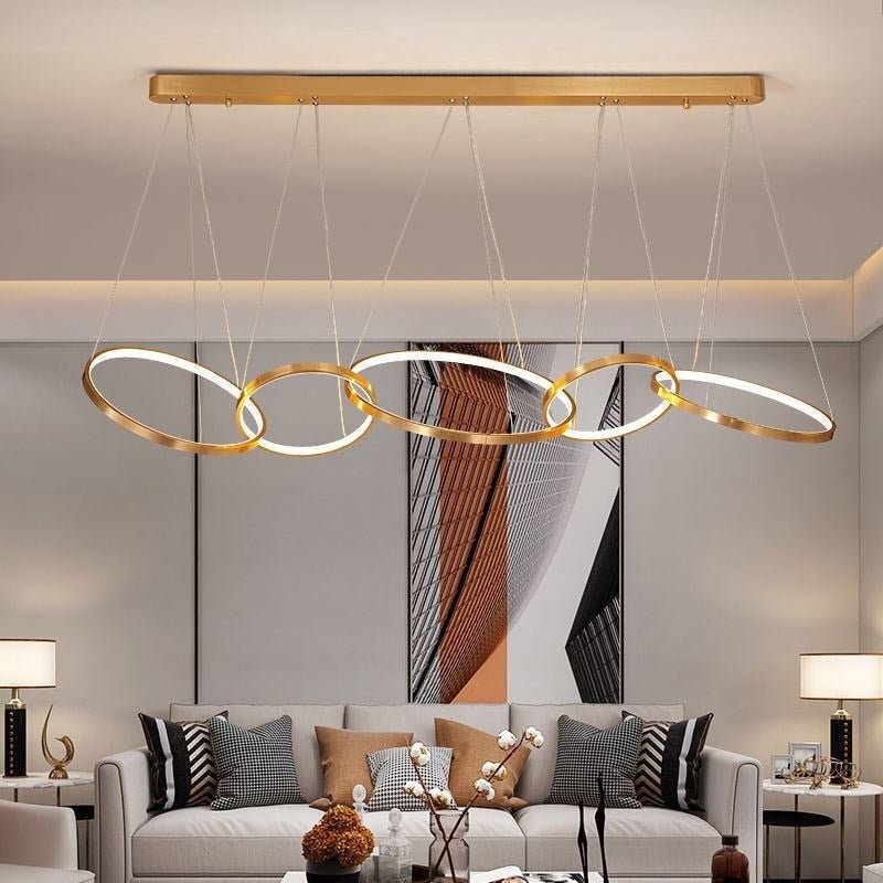 Lustre Design Italien | Kilo - Designix Lustre Or 5 Anneaux