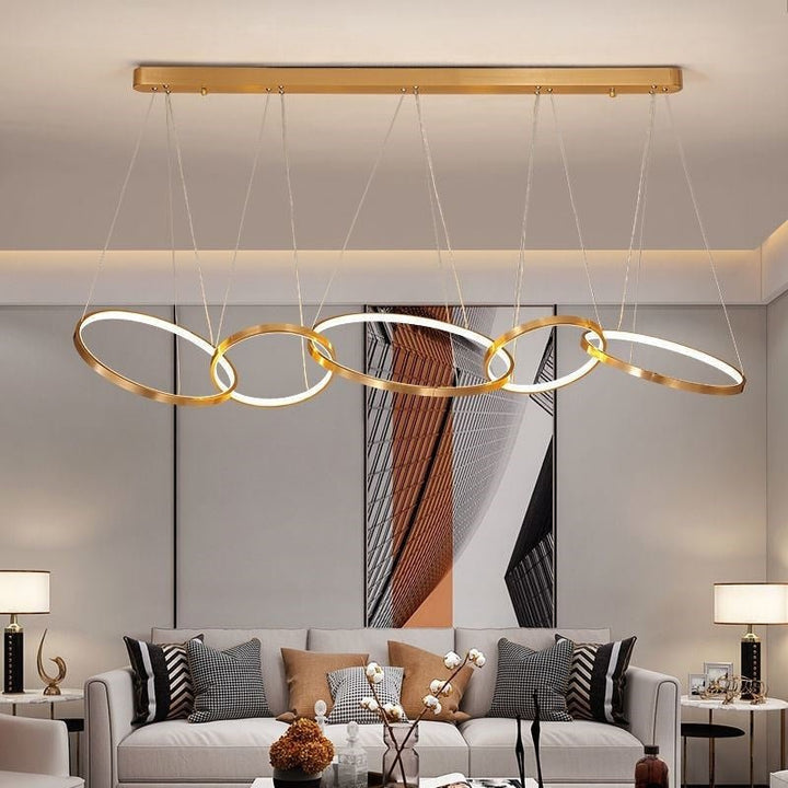 Lustre Design Italien | Kilo - Designix Lustre Or 5 Anneaux