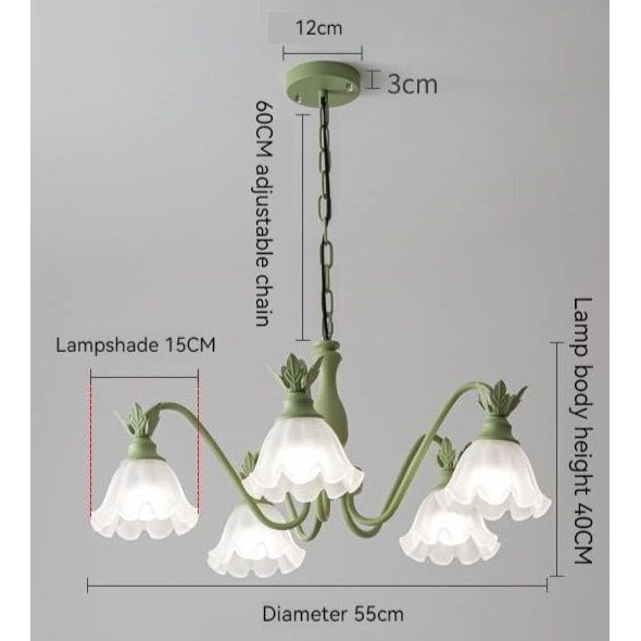 Lustre en Verre Vintage | Luminosité Harmonique | Designix - Lustre Vert | 5 Ampoules Blanc Chaud  - https://designix.fr/