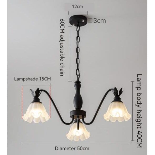 Lustre en Verre Vintage | Luminosité Harmonique | Designix - Lustre Noir | 3 Ampoules Blanc Chaud  - https://designix.fr/
