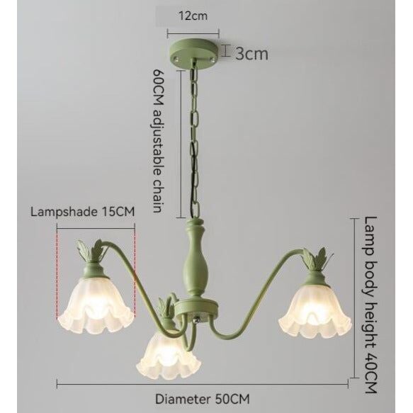 Lustre en Verre Vintage | Luminosité Harmonique | Designix - Lustre Vert | 3 Ampoules Blanc Chaud  - https://designix.fr/