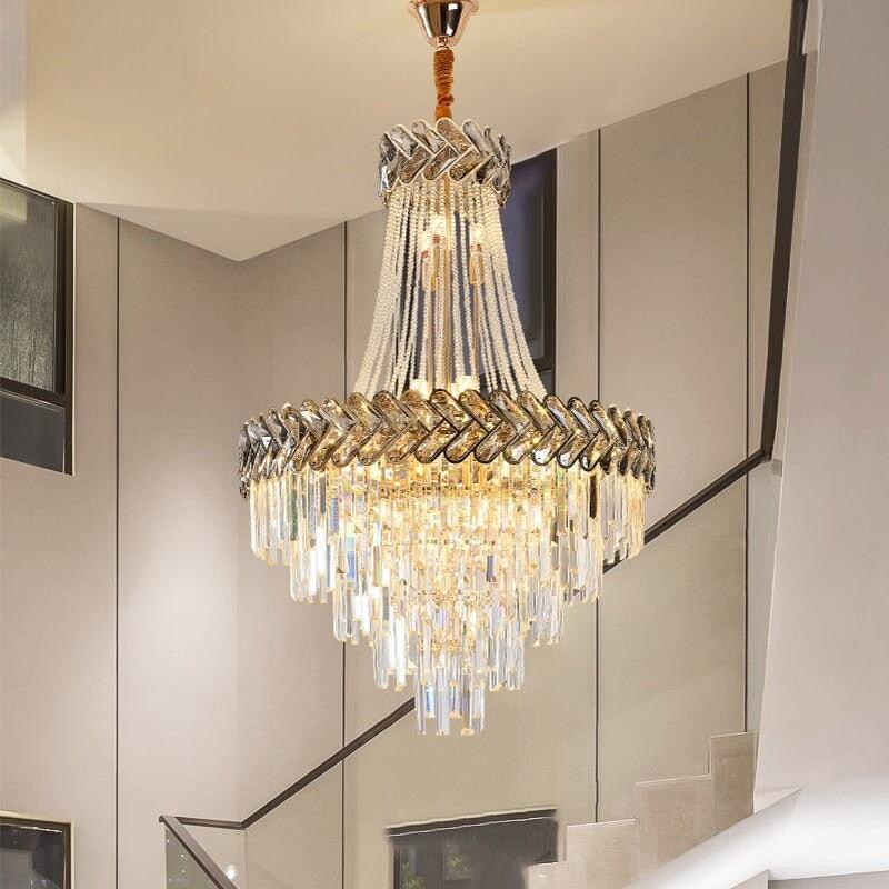 Lustre Escalier Moderne | Éclat Chromatique - Designix Lustre Diamètre 45cm | Hauteur 70cm Blanc Chaud Variable