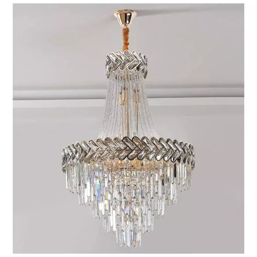 Lustre Escalier Moderne | Éclat Chromatique - Designix Lustre Diamètre 45cm | Hauteur 70cm Blanc Chaud Variable
