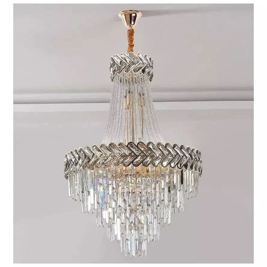 Lustre Escalier Moderne | Éclat Chromatique - Designix Lustre Diamètre 45cm | Hauteur 70cm Blanc Chaud Variable