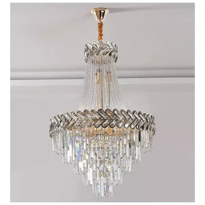 Lustre Escalier Moderne | Éclat Chromatique - Designix Lustre Diamètre 45cm | Hauteur 70cm Blanc Chaud Variable