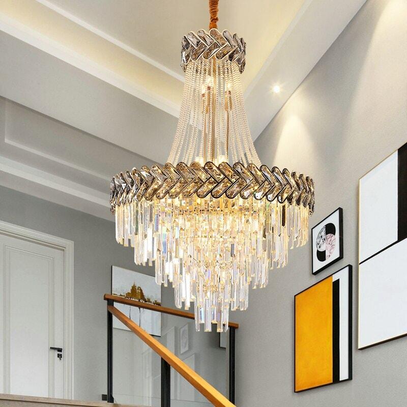 Lustre Escalier Moderne | Éclat Chromatique - Designix Lustre Diamètre 45cm | Hauteur 70cm Blanc Chaud Variable