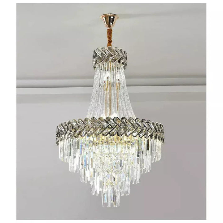 Lustre Escalier Moderne | Éclat Chromatique - Designix Lustre Diamètre 45cm | Hauteur 70cm Blanc Froid Variable