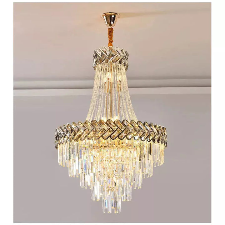 Lustre Escalier Moderne | Éclat Chromatique | Designix - Lustre Diamètre 45cm | Hauteur 70cm Blanc Chaud Variable - https://designix.fr/