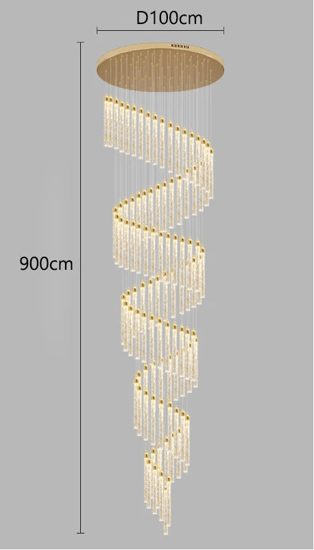 Lustre Escalier Moderne Suspendu Luxe | Edy - Designix Lustre 100 Têtes | 500W Blanc Chaud 3000K