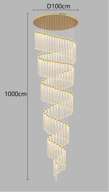 Lustre Escalier Moderne Suspendu Luxe | Edy - Designix Lustre 118 Têtes | 590W Blanc Chaud 3000K