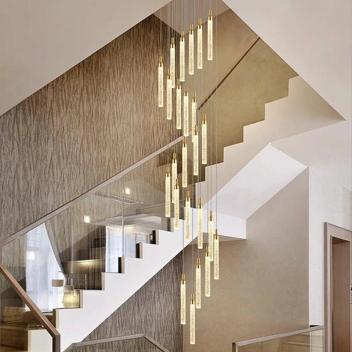 Lustre Escalier Moderne Suspendu Luxe | Edy - Designix Lustre 3 Têtes |15W Blanc Chaud 3000K