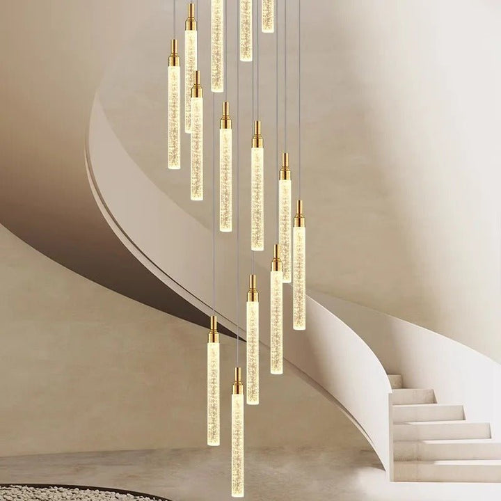 Lustre Escalier Moderne Suspendu Luxe | Edy - Designix Lustre 3 Têtes |15W Blanc Chaud 3000K