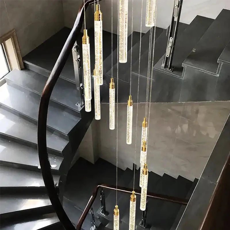 Lustre Escalier Moderne Suspendu Luxe | Edy - Designix Lustre 3 Têtes |15W Blanc Chaud 3000K