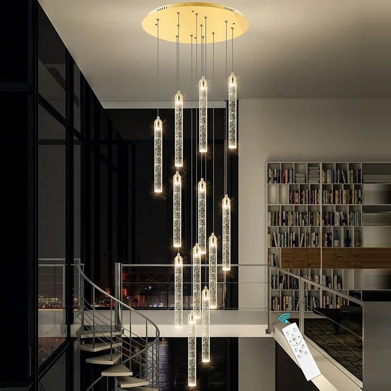 Lustre Escalier Moderne Suspendu Luxe | Edy - Designix Lustre 3 Têtes |15W Blanc Chaud 3000K