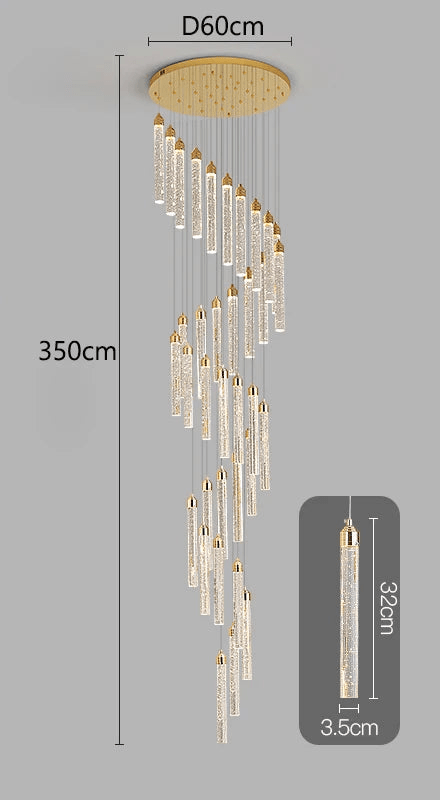 Lustre Escalier Moderne Suspendu Luxe | Edy - Designix Lustre 35 Têtes | 175W Blanc Chaud 3000K