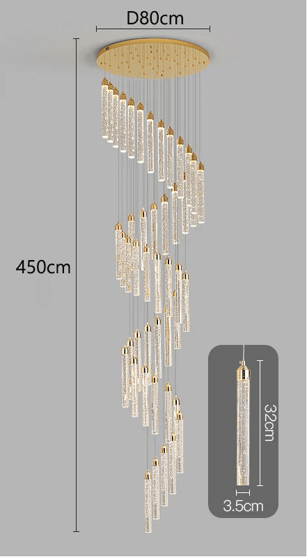 Lustre Escalier Moderne Suspendu Luxe | Edy - Designix Lustre 46 Têtes | 230W Blanc Chaud 3000K